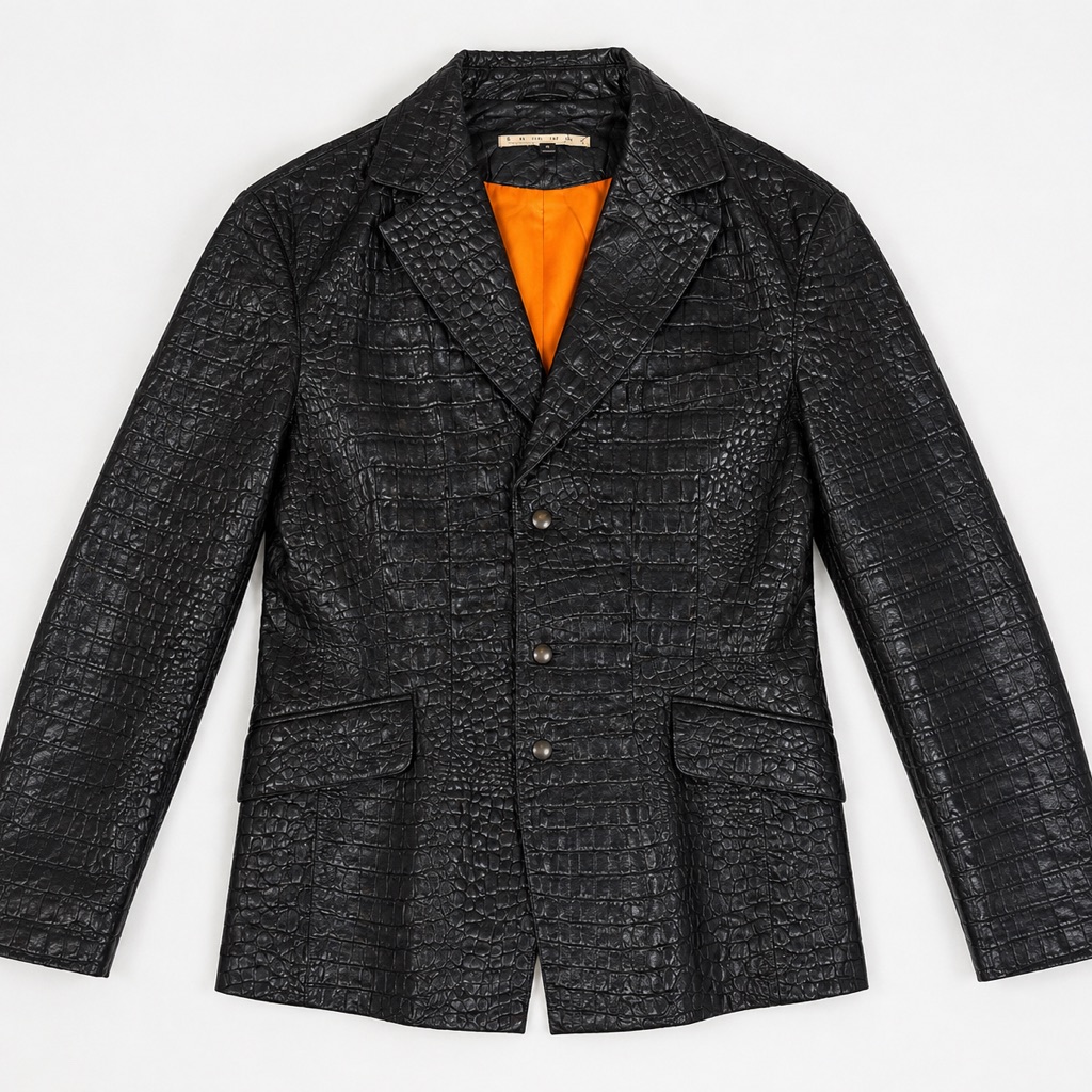 Genuine Leather Black Crocodile Jacket